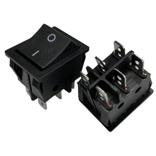 Vista 27 de Interruptor basculante DPST On-Off Unilluminated Negro 4 Pin 1.220x0.984 in Rectangular Snap-in Interruptor de alimentación de palanca
