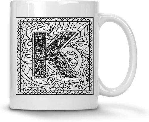 Vista 12 de Alankathy Mugs Taza de café monograma, 11 oz, color blanco (A)