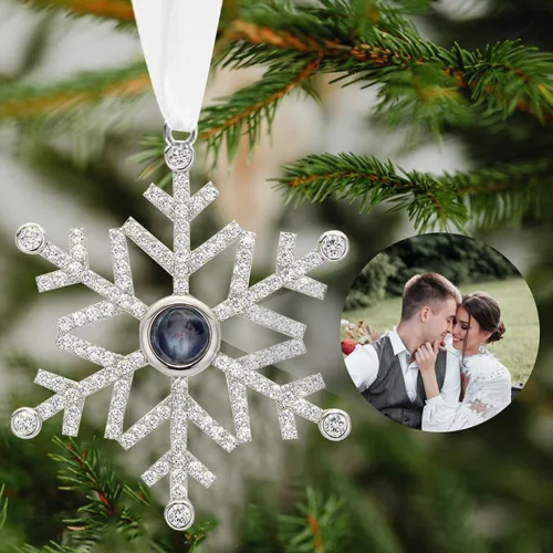 Vista 8 de Adornos navideños personalizados con foto, adornos de foto 2D personalizados, decoraciones colgantes para árbol, regalo para parejas de Navidad