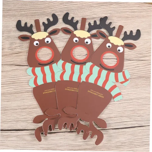 Vista 8 de DOITOOL 25 tarjetas de papel de piruleta de Navidad, alce, reno, caramelo, decoración de ciervos, piruletas, titular de dulces, suministros
