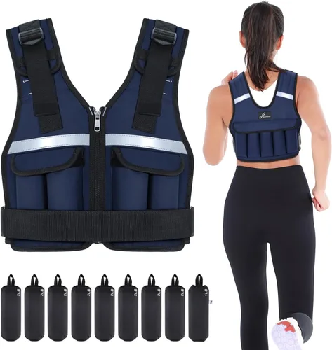 Vista 17 de Sportneer Chaleco con Peso Ajustable Pesos: 2-18 lbs/2-40 lbs Chaleco de Peso Lavable para Caminar 16 en 1 Chaleco de Ajuste Rápido para Rucking