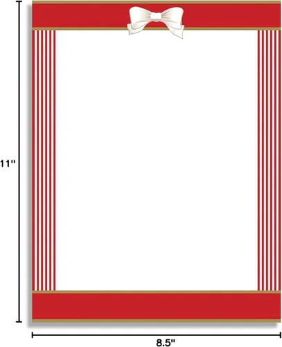 Vista 4 de Red Ribbon - Papel de papelería navideño, 50 hojas con membrete para eventos de invierno y Navidad