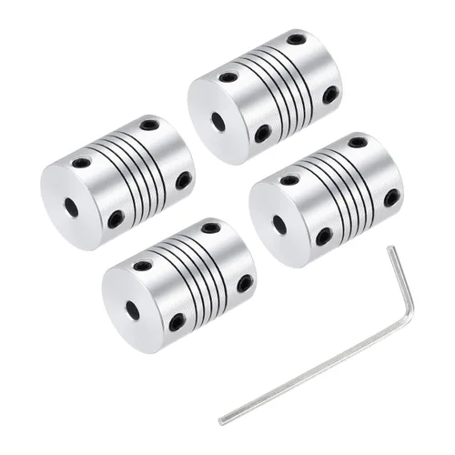 Vista 21 de uxcell 4 piezas de acoplamiento de eje de aleación de aluminio de 0.157 in a 0.157 in, acoplador flexible L25xD19, conector de junta de motor paso a