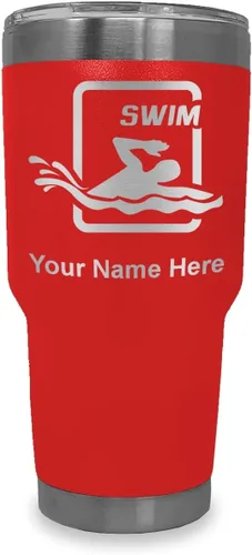 Vista 26 de LaserGram Vaso aislado al vacío de 20 onzas, para natación, grabado personalizado incluido (negro) Engraved Gift for Swimmers, Vacuum Insulated