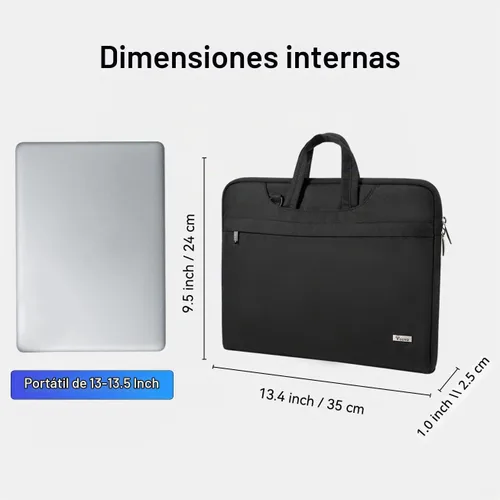 Vista 8 de Voova Bolsa para laptop de 13 14 pulgadas, funda impermeable para computadora con correas para el hombro y asa compatible con MacBook Air 13 Negro