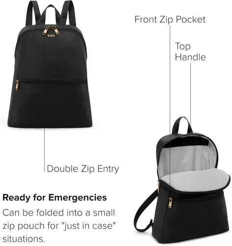 Vista 3 de TUMI Mochila Just in Case para mujer, Negro/Dorado, Tamaño único