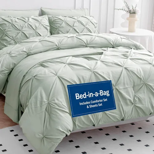 Vista 14 de LANE LINEN Juego de edredón individual de 5 piezas - Ropa de cama con diseño clásico de puntada pintuck - con 1 edredón, 1 funda de almohada, 1