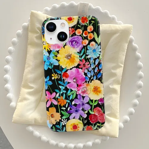 Vista 2 de J.west Funda compatible con iPhone 14 para mujer, bonito diseño floral femenino, patrón kawaii de flores silvestres en acuarela para niñas