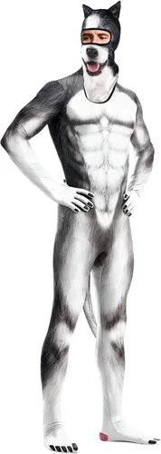 Vista 130 de Disfraz de animal para hombre con estampado de cola grande, overol peludo de elastano para cosplay, fiesta de Halloween