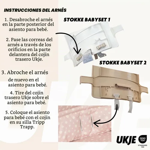 Vista 8 de UKJE Cojín Compatible con Stokke Tripp Trapp (Modelo Antiguo y Nuevo) 2 Piezas Limpiable y Lavable a 86°F Algodón Certificado Oeko-Tex Funda