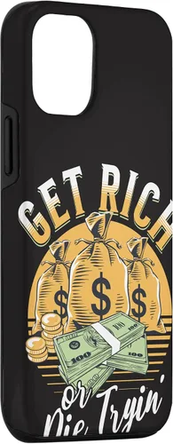 Vista 3 de Funda de dinero millonario para iPhone 12/12 Pro Get Rich or Die Trying Cash Hustle