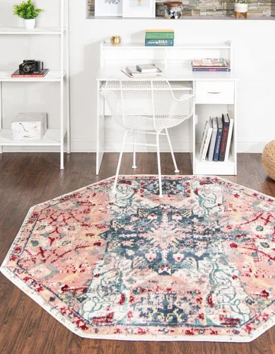 Vista 20 de Unique Loom Sumter Collection - Alfombra Aiken (2 x 6 pies, color rosa y azul)
