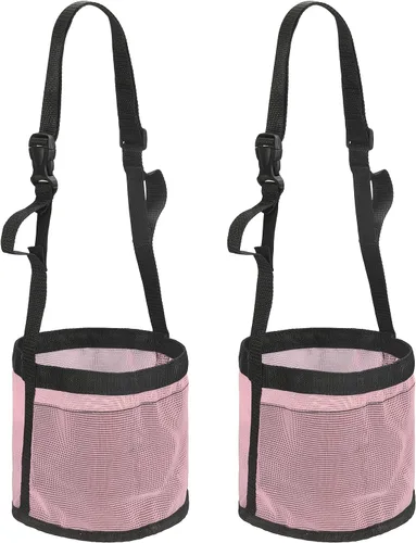 Vista 9 de Bolsa de alimentación para caballo, bozal de caballo con correa ajustable, malla de nailon, impermeable, bolsa para caballos de grano inferior Negro