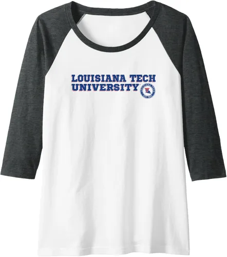 Vista 9 de Louisiana Tech Bulldogs - Camiseta de béisbol raglán con texto en bloque, Negro