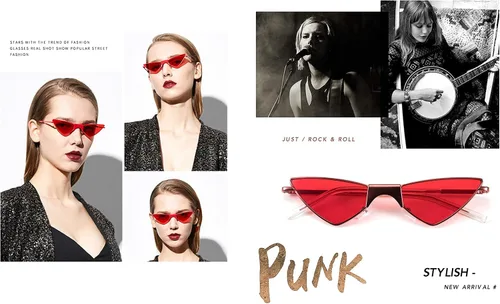 Vista 3 de FEISEDY Gafas de sol pequeñas con ojo de gato para mujer, color rosa, color caramelo, B2721