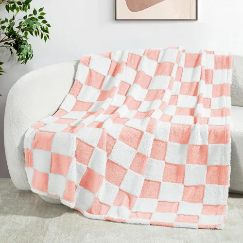 Vista 20 de Exclusivo Mezcla - Manta de franela super suave y cálida con diseño de vellón esponjoso, para sofá, cama, con lindo patrón a cuadros, negro, 50" x