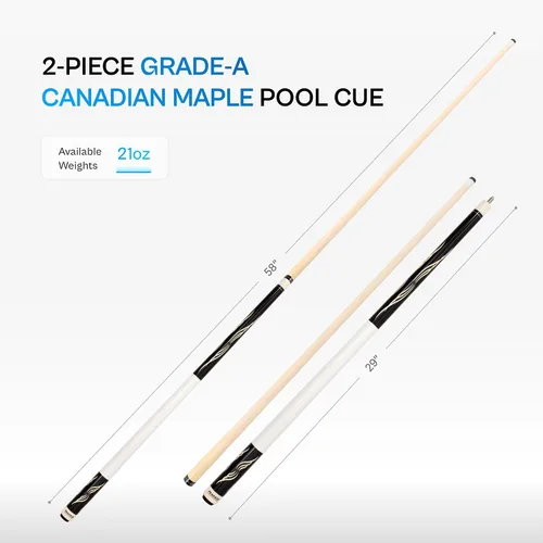 Vista 5 de PEARSON Cues PK Series Pool Cue Two-Piece Maple Wood Billiard Stick with Low-Deflection Shaft, Implex Joint Pro Tip, 18–21oz Weight Options Negro
