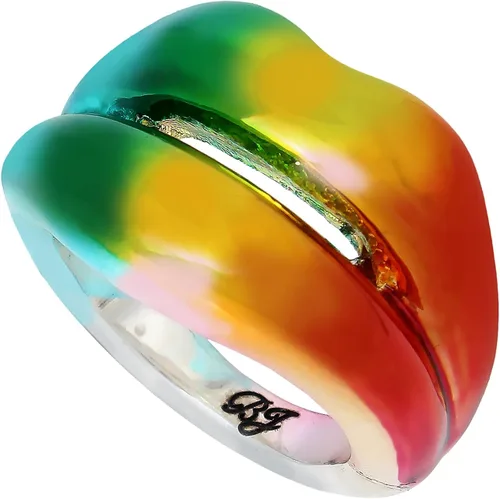 Vista 2 de Betsey Johnson Anillo de labios arcoíris, Metal, Sin piedras preciosas