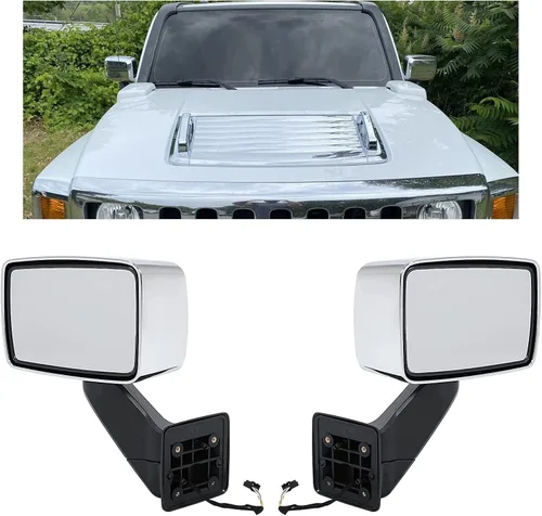 Vista 10 de KUAFU Par de espejos eléctricos compatible con Hummer H3 2006-2010 2009-2010 Hummer H3T Reemplazo izquierdo y derecho para montaje de espejo Negro