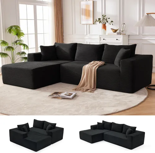 Vista 51 de Mangodan - Sofá seccional en forma de nube, sofá sin huesos para sala de estar, sofá seccional modular con asiento profundo, cómodo sofá de felpa