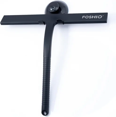 Vista 2 de FOSHIO Escobilla de ducha para puertas de vidrio con ventosa, escobilla de silicona para limpieza de ventanas, escobilla de goma pequeña para puerta