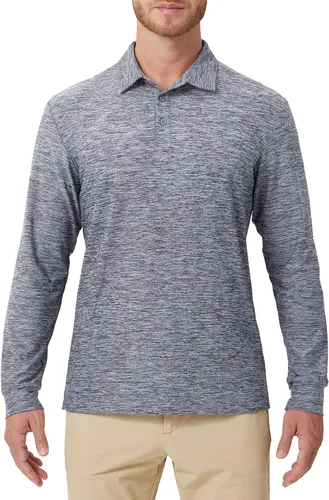 Vista 39 de NAVISKIN Camisas polo de manga larga para hombre, camisas de golf con cuello UPF 50 SPF para hombre, secado rápido, absorbe la humedad