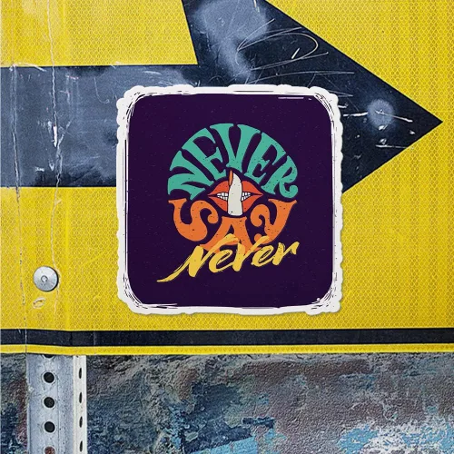 Vista 5 de Calcomanías de vinilo de Never Say Never Premium para interiores (sin impermeabilidad), accesorios de teléfono portátil, casco, ventana