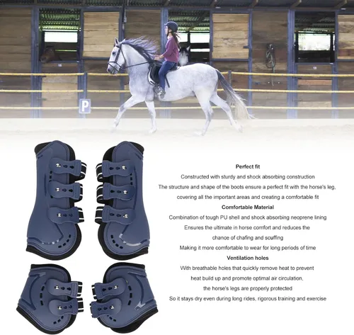 Vista 3 de banapoy Botas de tendón de caballo, botas de fetlock con frente abierto, botas de tendón de salto, botas para equitación, absorción de golpes, botas