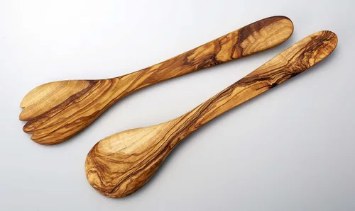 Vista 5 de Naturally Med Servidores de ensalada de madera de oliv