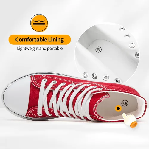 Vista 3 de Tenis de lona de caña alta con cordones para mujer, estilo informal, ideales para caminar