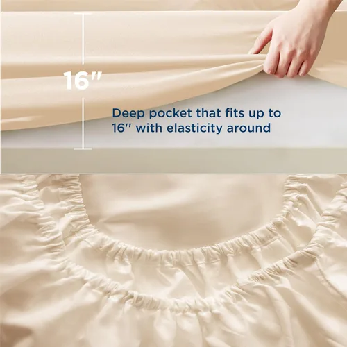 Vista 9 de Bedsure Juego de funda de almohada de satén tamaño queen para cabello y piel, color beige