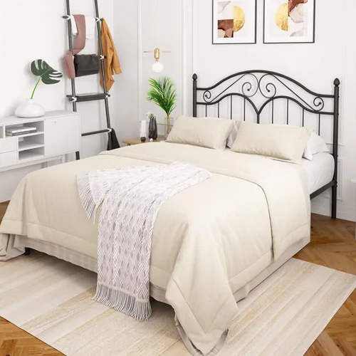 Vista 6 de Elephance - Cabecero para estructura de cama de tamaño completo, cabecero de plataforma vintage solo de metal, altura ajustable, resistente y Negro