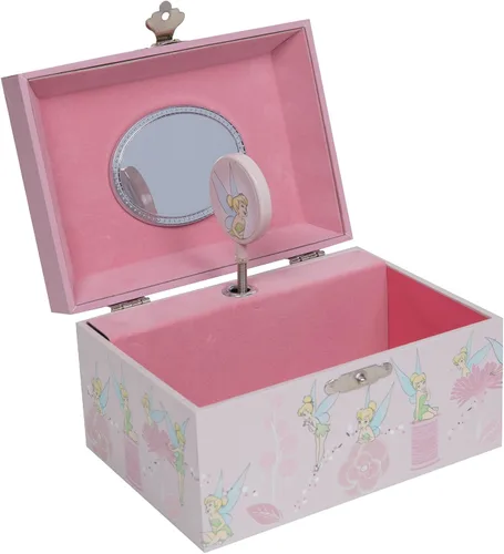 Vista 2 de Happy Homewares Peter Pan Tinkerbell Pink Pixie Dust Glitter - Joyero musical para una niña o amante - Con licencia