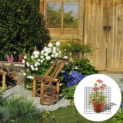 Vista 5 de PATIKIL Protectores de plantas de alambre pequeño de 13 x 15.7 pulgadas, paquete de 8 jaulas cuadradas de alambre para plantas de malla de jardín
