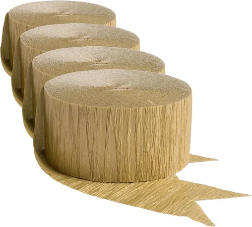 Vista 5 de Rollo de papel crepé envuelto en oro, 81 pies (1 unidad), ideal para impresionantes manualidades, decoración de fiestas y más