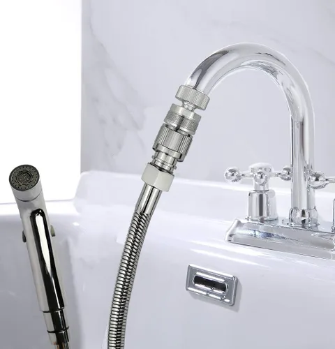 Vista 2 de G-Sunny Kit de rociador de grifo de fregadero de conexión rápida, accesorios de rociador de manguera de fregadero, adaptador de metal desmontable