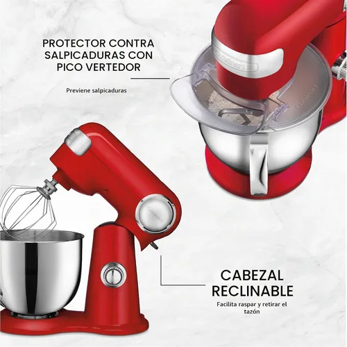 Vista 4 de CUISINART SM-50R Precision Master - Batidora de pie de 5,5 cuartos de galón (5,2 L), color rojo