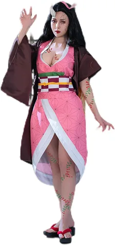 Vista 4 de Disfraz de cosplay de arándanos para Demon Slayer Kimetsu no Yaiba Nezuko Kamado