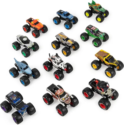 Vista 4 de Monster Jam, pack oficial de 12 camiones monstruo fundidos a presión a escala 1:64 para niños y niñas, juguetes para niños de 4-6 años en adelante