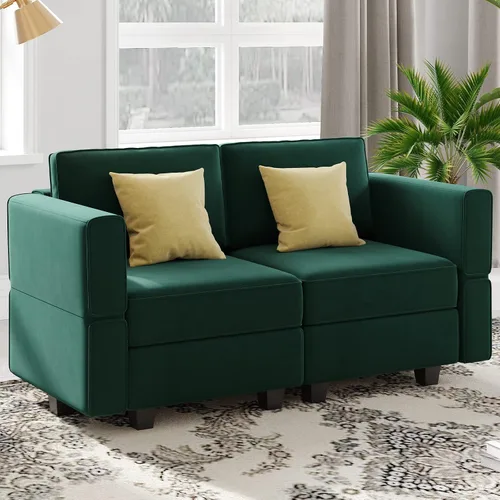 Vista 13 de Belffin - Sofá modular de terciopelo con asientos de almacenamiento, sofá de 3 plazas para sala de estar, color negro