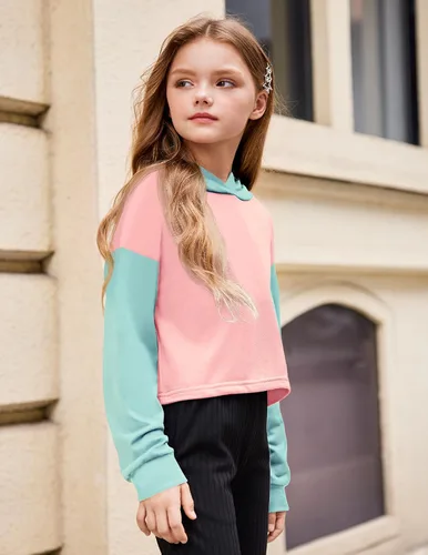 Vista 2 de Arshiner - Sudadera corta con capucha y manga larga con teñido batik para niñas