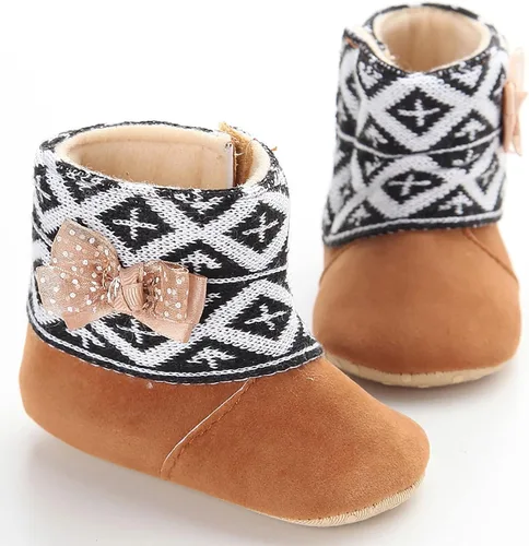 Vista 4 de Infant Snow Boots Newborn Booties Toddler First Walkers Baby Girls Boys Crib Shoes Winter Warm Prewalker Non-Slip Footwear
