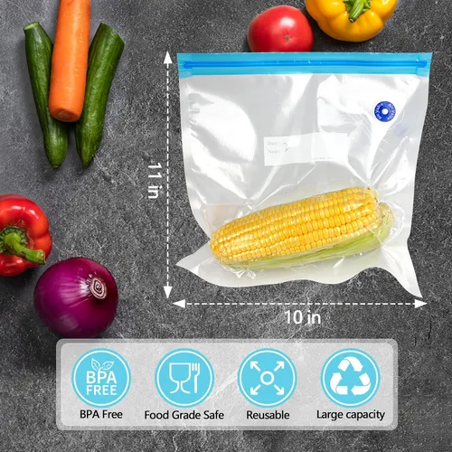 Vista 4 de Sous Vide - 24 bolsas reutilizables de sellado al vacío de 11 x 10 pulgadas, bolsa de almacenamiento de alimentos al vacío para cocinar