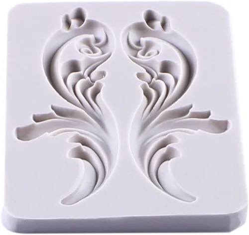 Vista 8 de Molde de fondant de silicona de voluta barroca para decoración de pasteles, 4.67x3.58 pulgadas Sin BPA, apto para lavavajillas, microondas, fácil