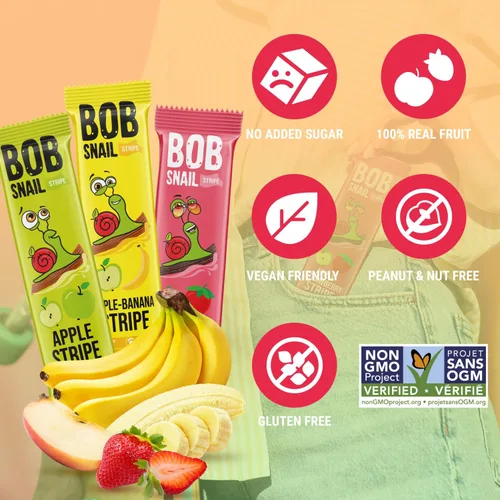 Vista 3 de Paquete variado de aperitivos para niños y adultos, 30 bocadillos de frutas saludables a granel envueltos individualmente, cuero de fruta con fresa