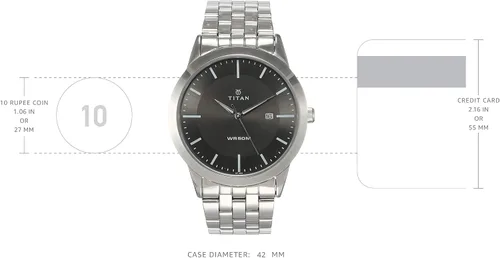 Vista 3 de Titan Workwear - Reloj de vestir para hombre, cuarzo, resistente al agua, acero inoxidable o correa de cuero