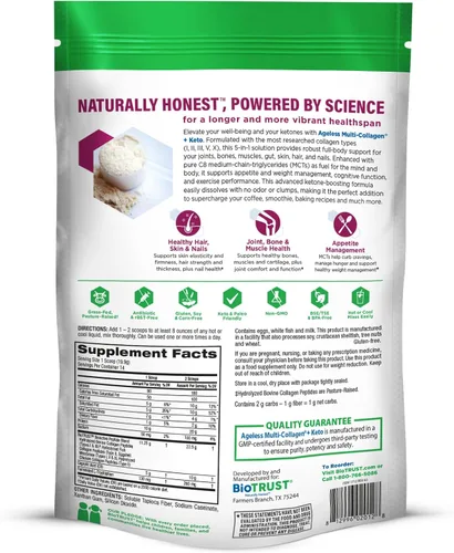 Vista 8 de BioTrust Polvo de proteína de colágeno múltiple + aceite MCT Keto – 5 tipos (I, II, III, V, X) y 100% ácido caprílico C8 – Apoya cetonas elevadas