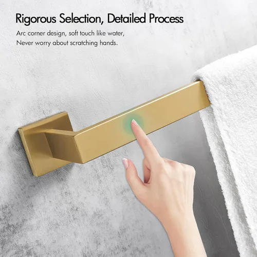 Vista 10 de Bagnolux Accesorios de baño dorados de 22 pulgadas, toallero dorado para baño montado en la pared, toallero de latón cepillado moderno y resistente