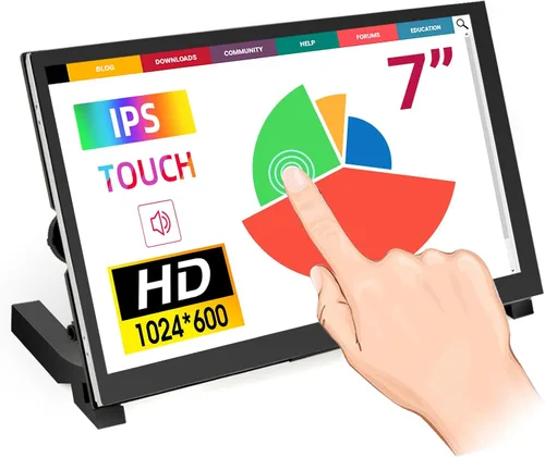 Vista 11 de ELECROW 7 Pulgadas 1024×600 Pantalla Táctil para Raspberry Pi: Pantalla LCD IPS de Toque Capacitivo, Mini Monitor Portátil Compatible con Raspberry