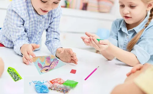 Vista 3 de Acelii Paquete de 6 kits de pintura de diamantes de dibujos animados 5D para niños principiantes, lindos animales, kit de arte de diamantes